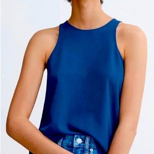 Everlane The Japanese GoWeave High Neck Tank Zip Back Navy SZ2